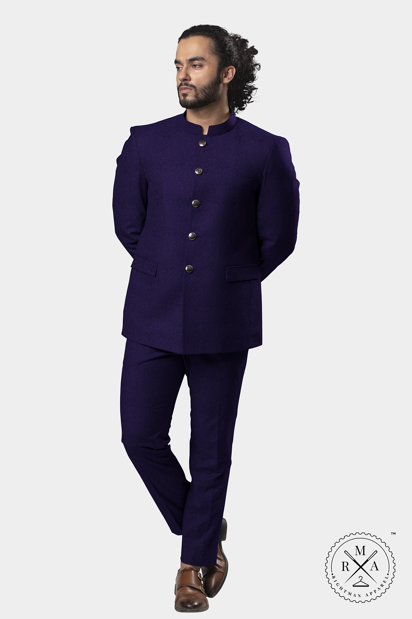 Royal elegant violet velvet Jodhpuri Suit SU298